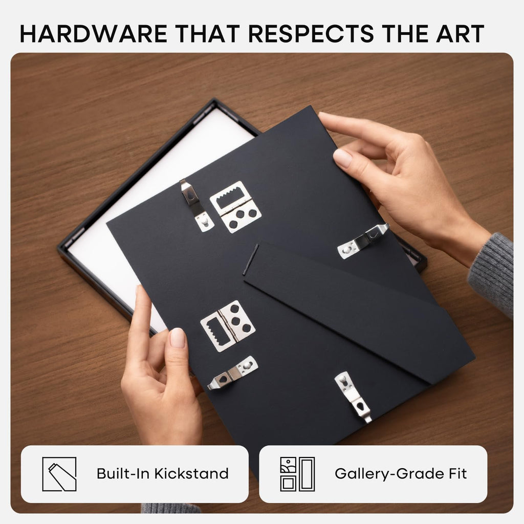 Homeforia 6x8 Picture Frame Black, High End Metal 6 x 8 Black Frames with Mat 5 x 7 for Art, 8x6 Desk Frame Matted to 5x7 inch Photo, 6 by 8 Wall or Tabletop Frames, Tempered Glass, Wall Kit, Set of 1