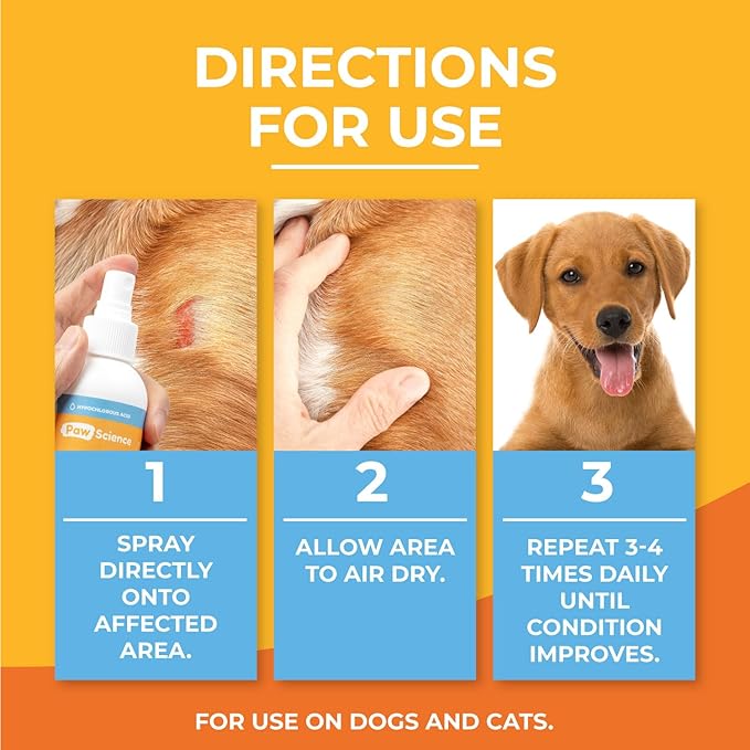 Skin & Wound Care Spray for Dogs & Cats – Lick-Safe Antiseptic Healing Aid, Itch Relief & Skin Repair Treatment for Hot Spots, Rashes, Cuts, Burns, & Irritation