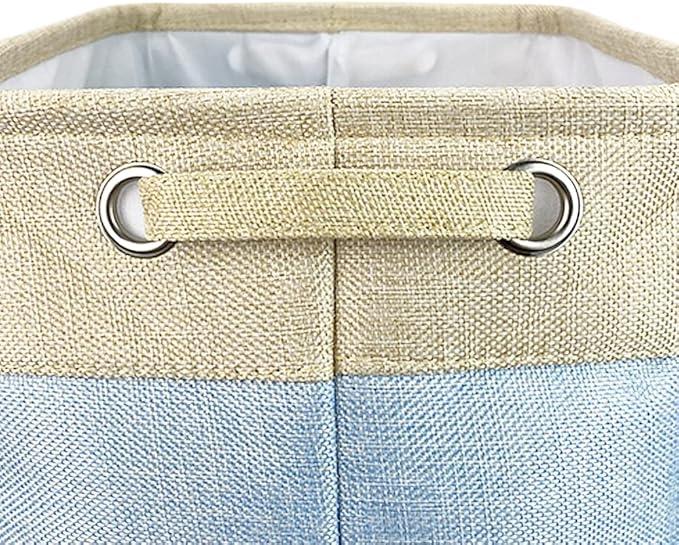 Personalized Foldable Storage Basket with Lovely Dog Yorkie Collapsible Sturdy Fabric Pet Toys Storage Bin Cube with Handles for Organizing Shelf Home Closet, Blue amd White
