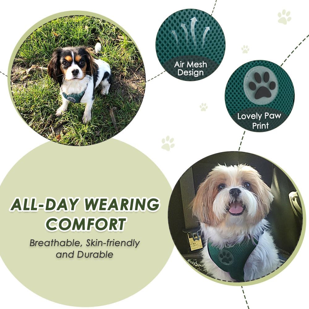 Lukovee Dog Seat Belt for Car, Adjustable Dog Car Harness for Large Medium Small Dogs, Soft Padded & Breathable Mesh Dog Seatbelt with Car Strap and Carabiner((Double Clip 2 in 1),Medium)