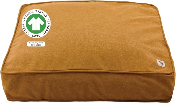 Molly Mutt Fast Car Dog Bed Duvet Cover, GOTS-Certified 100% Cotton Canvas Cover for Dog, Puppy, or Cat Bed, Durable, Washable, and Free of Harmful Chemicals, Small, 22"x27"x5", Mustard Yellow