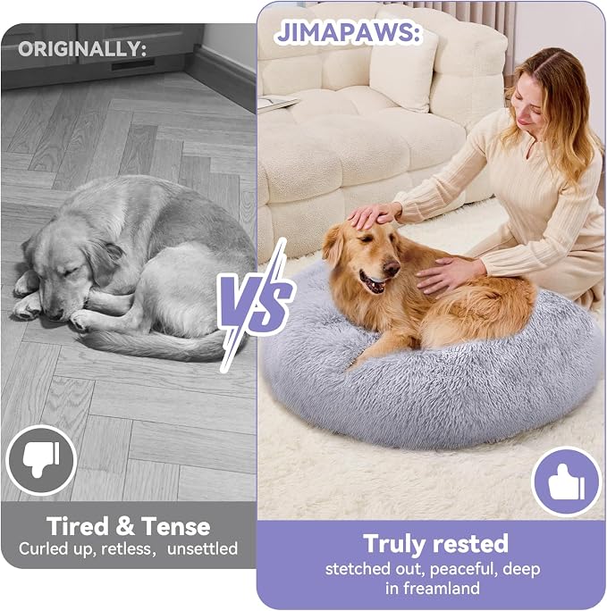 Large Dog Bed, Washable Plush Donut Dog Bed, 36 Inch | Extra spacious plush dog cushion with calming support for large dogs enjoying daily recovery, cozy naps and indoor comfort.
