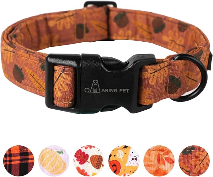 ARING PET Fall Dog Collar-Cute Orange Dog Collar for Small Dogs, Cotton Lightweight Dog Collars with Quick Release Buckle for Small Medium Large Dogs
