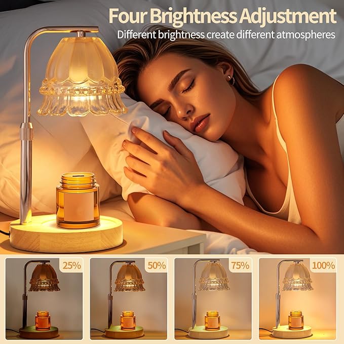 Candle Warmer Lamp Dimmable Wax Melt Warming Lamp with Timer Scented Wax Candle in Jar During Bathing & Yoga & Meditation with 2 Bulbs Home Decor Gift for Female (lace Skirt)