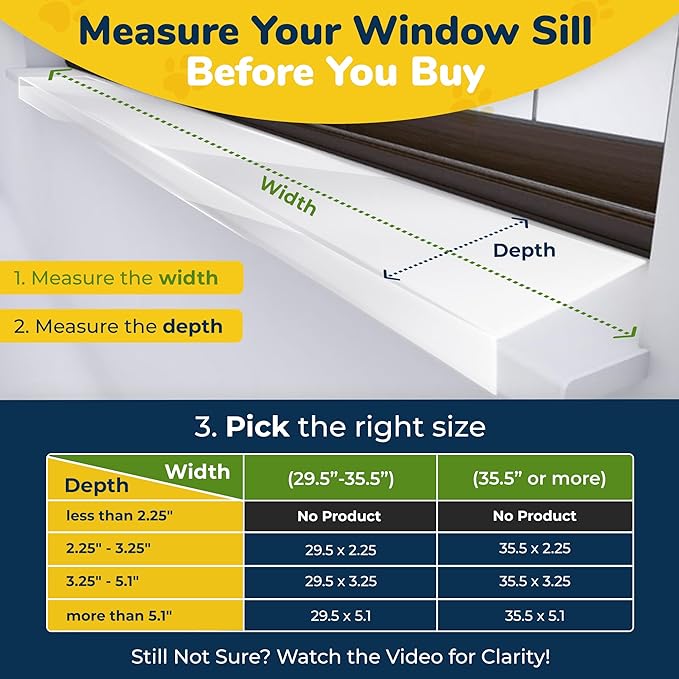 PROTECTO Window Sill Protector from Dogs 35.5 x 3.25 Clear Window Guards from Cats Scratching, Chewing & Clawing | Keep Your Sills Smooth & Paws Safe | Ultra Strong Window Sill Cover Protection