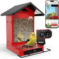 Smart Bird Feeder Camera with Vivid 2.5K Color Night Vision, Free AI Bird Identifier, Durable Squirrel-Resistant Metal Body, Solar Powered, Outdoor Gift for Mom Dad Birds Lovers