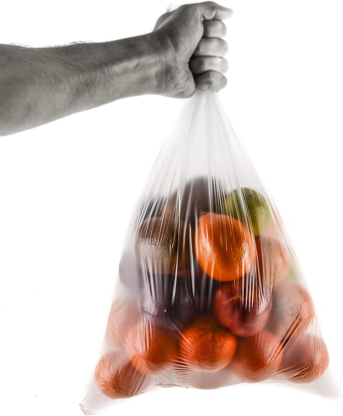 EcoQuality 10x15 Plastic Produce Bags on a Roll - 500 Bags, Clear Food Storage for Vegetables, Fruits, Bread, Pet Waste, Grocery, Supermarket (4)