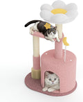 Magshion Flower Cat Tree for Indoor Cats, 33" Cute Cat Tower with Scratching Post, Condo, Top Flower Perch and Dangling Balls, Compact Cat Stand for Kittens, Pink
