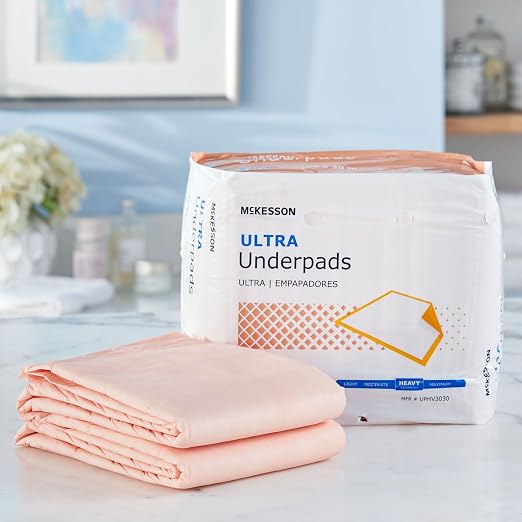 McKesson Ultra Underpads, Heavy Absorbency, Elderly, 30 x 30 in, 100 ct | Disposable Chux Pads for Adults, and Baby, Pee Pads, Incontinence Bed Pads