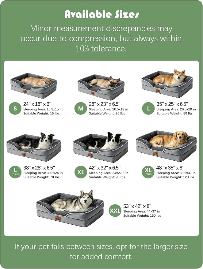 Spotted Play Orthopedic Dog Bed with Sides - Dog Sofa Beds for Extra Large Dogs, Supportive Foam Pet Couch Bed with Washable Removable Cover, Waterproof Lining and Non-Slip Bottom, Grey - XXL