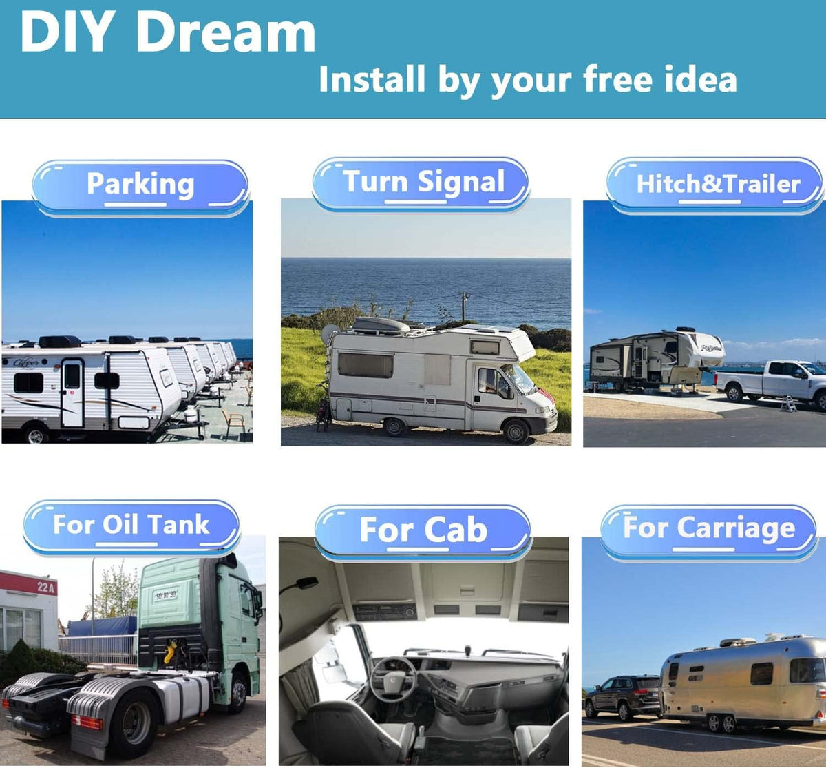 Skid Steer Touchable Screen 128GB Large Audio 1080P 2 Split Image 11 Inch Monitor Backup Camera Built-in DVR Video for RV Truck Trailer Rear Front Reversing Wired Waterproof System D102