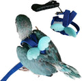 Pet Parrot Bird Harness Leash Adjustable Bird Flying Harness Traction Rope with Cute for Parrots Budgerigar Lovebird Cockatiel Mynah Outdoor Training Toy (Cockatiel/Green-cheeked Conure,Blue)