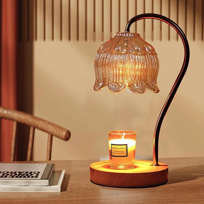 GEEZO Fragrance Candle Warmer Lamp，Electric Candle Warmer with Timer & Dimmer，Mom Christmas Birthday Gifts for Women, House Warming Gifts New Home Bedroom Decor