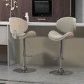 civama Bar Stools Set of 2 for Kitchen Counter, Adjustable Bar Height Chairs, Modern Swivel Barstools with Bentwood Seat and Back with Footrest, for Kitchen Island, Dining Room, Grey PU Leather