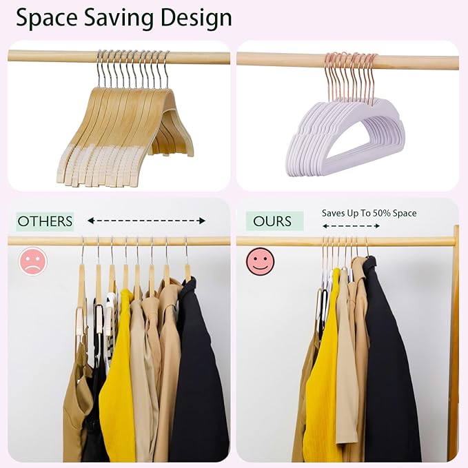 ManGotree Velvet Coat Hangers with Empty Aromatherapy Boxes, Non-Slip Short Neck Hangers, Ultra-Thin Space Saving Suit Hanger for Jacket, Shirt, Dress, Pants (22 Pack, Light Purple)
