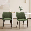 Wooden Dining Chairs Set of 2, Upholstered Kitchen Dining Room Chair, Modern Farmhouse Dinner Chair for Restaurant & Cafe, Green