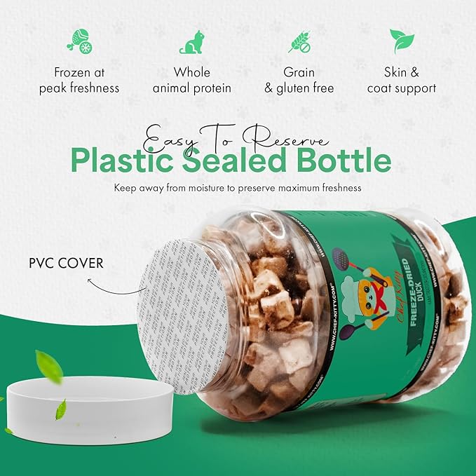 Freeze-Dried Duck Treats for Cats & Dogs – 100% Human Grade, Single Ingredient, High-Protein, Healthy Snack – No Additives or Preservatives – 3.0oz - Inspected & Tested in USA