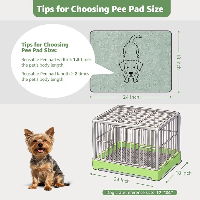 LOOBANI Washable Pee Pads for Dogs: 2 Pack Super Absorbent Reusable Puppy Pads, Leakproof and Waterproof Dog Training Pads Whelping Pads for Potty, Floor, Crate, Couch Bed and Travel, 18"x24"