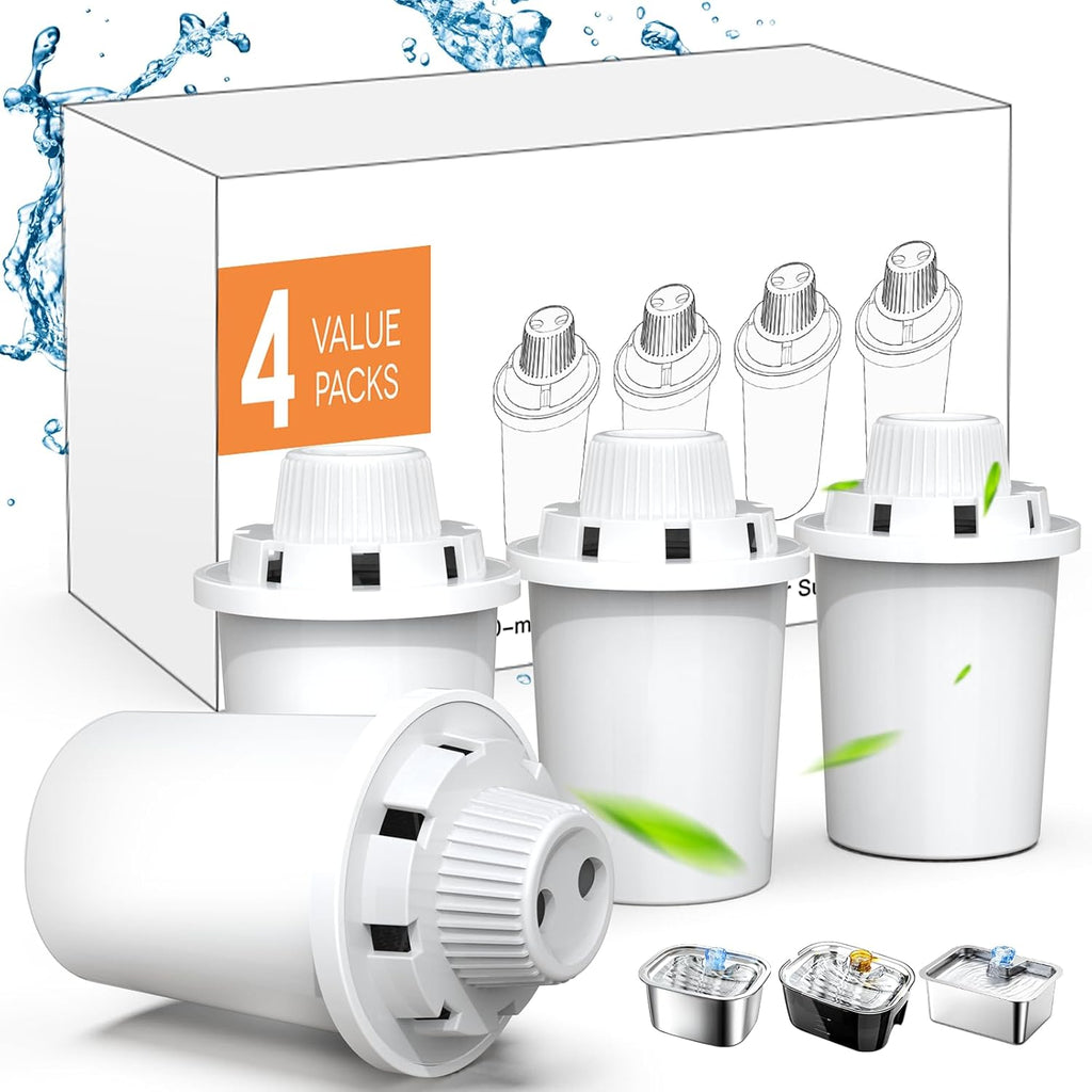 Dog Water Fountain Filters Replacement 4 Packs, 2 Months Set of Replacement Filters for Large Pet Cat Water Fountain Dog Water Bowl Dispenser, Compatible with D2341/D2223/D2322/D2340 Models