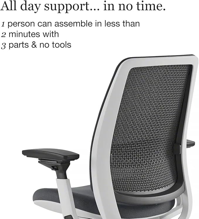 Steelcase Series 2 Office Chair - Ergonomic Work Chair with Wheels for Hard Flooring - with Back Support, Weight-Activated Adjustment & Arm Support - Adjustable Rolling Chairs for Desk - Graphite