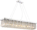 Siljoy Modern Rectangular Crystal Chandelier, 47" Rectangle Raindrop Hanging Ceiling Pendant Light Fixture Adjustable Height for Kitchen Island Dining Room, Polished Chrome Finish, L47 x W10 x H10