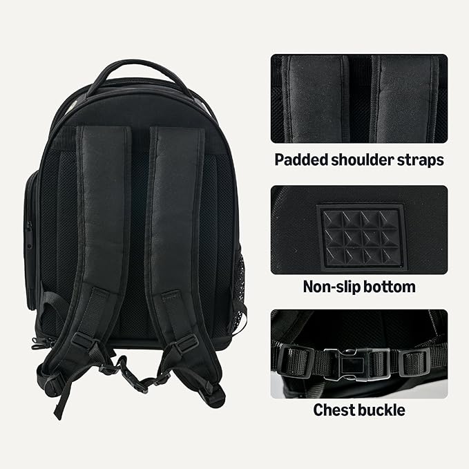 Amazon Basics Pet Carrier Backpack for Small Cats & Dogs, Collapsible Travel Carrier with Bubble Window & Breathable Mesh, Foldable for Travel, Black
