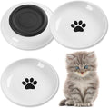 Cat Food Bowls, Whisker Friendly Ceramic Cat Bowls with Nonslip Silicone Bottom, Pack of 3 Quiet Cat Dishes and Plates for Feeding Indoor Cats, Kittens and Small Dogs(Cat Paw)
