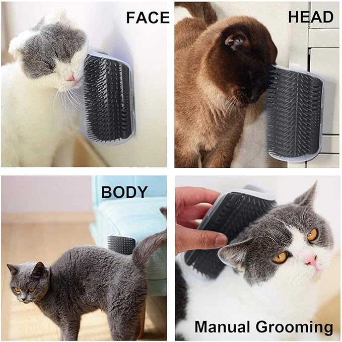 3.0 Softer Cat Self Groomer with Catnip, Dog Cat Corner Groomer,Wall Corner Scratcher Comb,Grooming Massage Brush, Perfect Scratch Massager Tool for Long & Short Fur Kitten/Puppy (1 Pack)