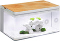 Harmony Deluxe 8 Gallon All-in-One Aquarium Kit, Award-Winning Fish Tank with Lid, Integrated Filtration, LED Light, Low-Iron Glass, White Tank with Cedar Grain Top