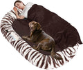 Human Dog Bed for Adult, Orthopedic Gel Memory Foam, 71"x47"x9" | Human Dog Bed Fits Adult & Pets, Reversible Egg-Crate Foam Cushion, Washable Pet Bed with Blanket, Tie-dye Brown