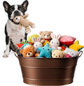 Indestructible Metal Dog Toy Bin: Pet Toy Box Storage Basket for Living Room Area, Beautiful Design and Perfect Size 25-Quart (1 Pack, Oval)