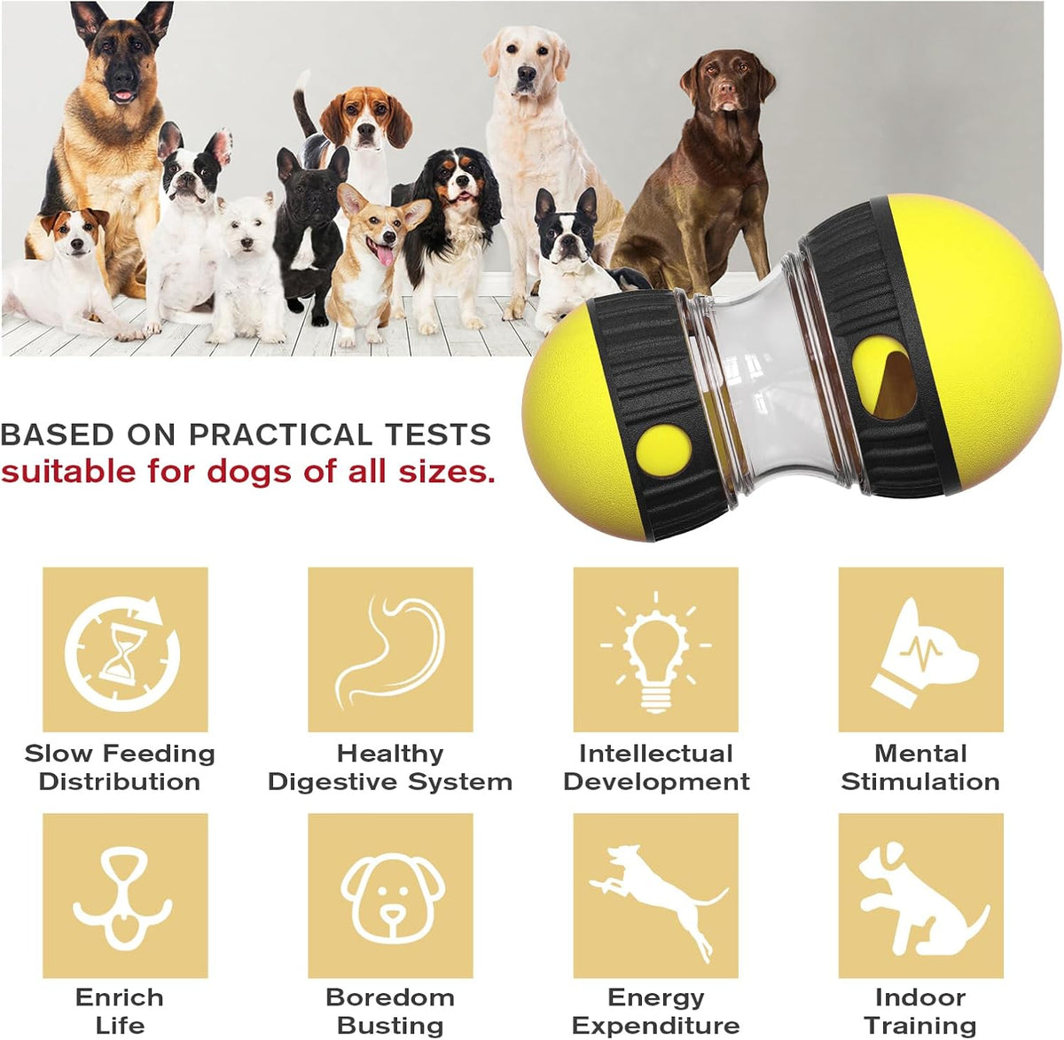 Dog Interactive Toys Dogs Puzzles Feeder Adjustable Food Dispensing Treat Dispenser Slow Feeding for IQ/Physical Training and Brain Stimulation Large Medium Small Dog