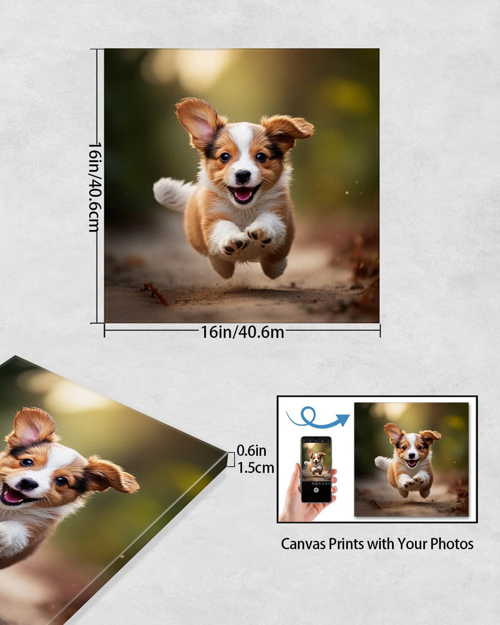 AbcCustomize Canvas Prints with Your Photos, Personalized Photo To Canvas Print for Bedroom, Living Room, Farmhouse Office Decor,Custom Canvas Wall Art for Gifts & Keepsakes, Ready to Hang