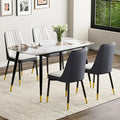Small Dining Table Set for 4, 50'' Sintered Stone Table, Easy to Assemble, Suitable for Small Spaces