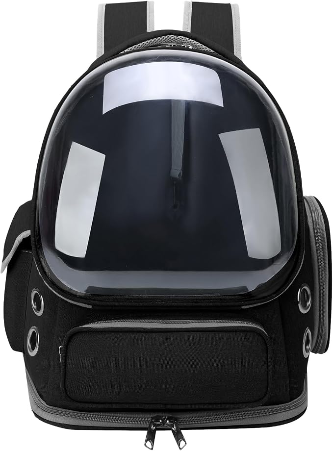 Cat Backpack Carrier for Cats and Small Dogs, Breathable Cat Bubble Backpack, Airline Approved Pet Travel Carrier for Hiking Camping Outdoor(Black)