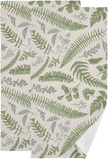 2 Pack Farmhouse Leaf Hand Towels for Bathroom,Soft Absorbent Tropical Sage Green Leaves Fern Wildflower Plant Kitchen Dish Towels,Decorative Guest Bathroom Towels for Face,Shower,Gym 14"x28"