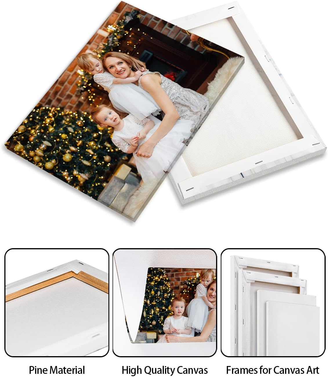 AbcCustomize Canvas Prints with Your Photos, Personalized Photo To Canvas Print for Bedroom, Living Room, Farmhouse Office Decor,Custom Canvas Wall Art for Gifts & Keepsakes, Ready to Hang