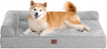 EHEYCIGA Memory Foam Dog Bed for Crate, Large Orthopedic Dog Bed, Grey | Washable Removable Cover, Waterproof Flat Pet Sofa Couch with Nonskid Bottom, 36x27x6