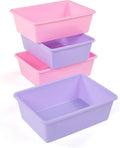 Humble Crew Toy Storage Bins for Kids, Set of 4, Pink/Purple, Large - Sturdy, Colorful Plastic Storage Bins for Classroom, Playroom, Nursery, and More - Premium Toddlers Toy Organizer Bins