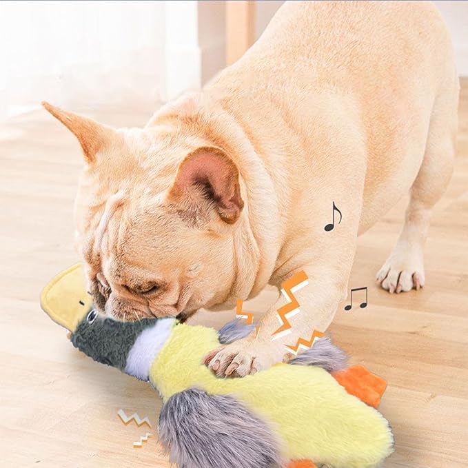 No Stuffing Toys 3 Pack, Squeaky Dog Toys for Large Dogs, Plush Toys for Aggressive Chewers, Indestructible Crinkle Paper Duck Dog Toy, Puppy Chew Toys for Teething (Soft Plush)
