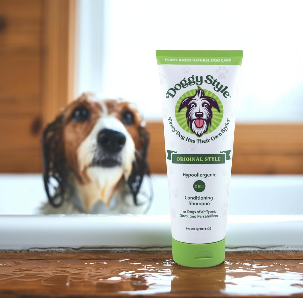 DOGGY STYLE – Dry Skin & Itch Relief Pet Shampoo + Conditioner for Dogs, Hypoallergenic Puppy Wash, Plant-Based with Coconut Oils & Olive Oils to Rid of Irritated Skin Issues, Tear-Free & Anti-Dander