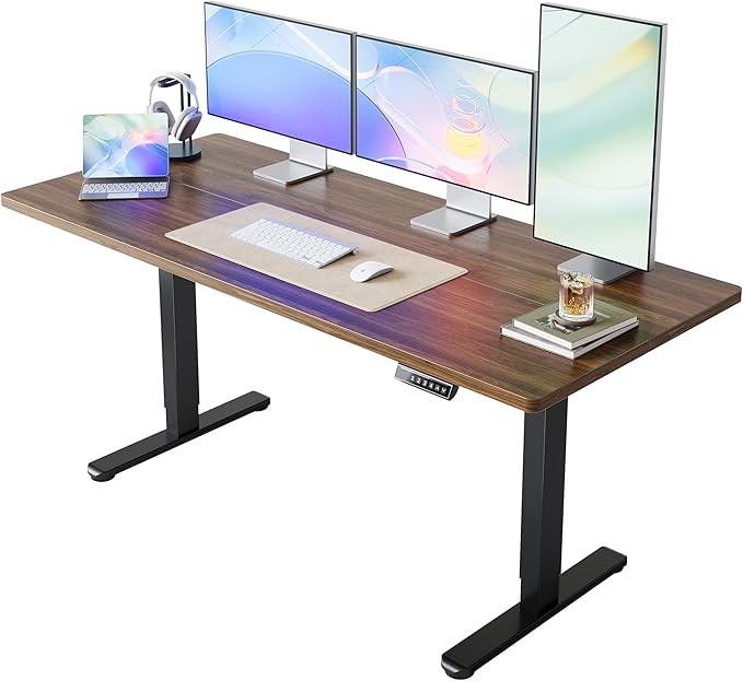 HUANUO 71 x 30 inch Electric Standing Desk Adjustable Height, 4 Memory Height Settings, Sit Stand Up Desk for Home Office & Computer Workstation, Black Walnut