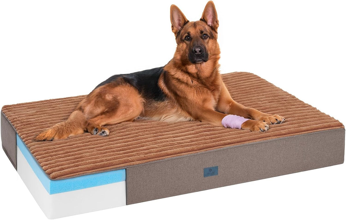 Veehoo Orthopedic Memory Foam Dog Bed, 7 Inch Thick Extra Large XXL Dog Bed for Senior Dogs with Ultra-Soft Fluffy Surface, Waterproof Liner, Removable Washable Cover and Non-Slip Bottom, 52"x36"x7"