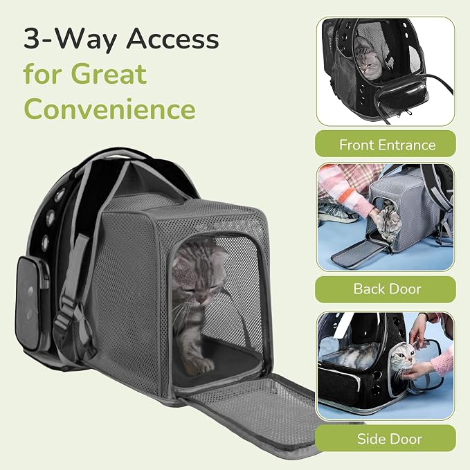 Cat Backpack Carrier for Large Cats, Expandable Cat Bubble Backpack, Dog Carriers for Small Medium Dogs, Airline Approved Pet Carrier for Travel Hiking Outdoor(Black)