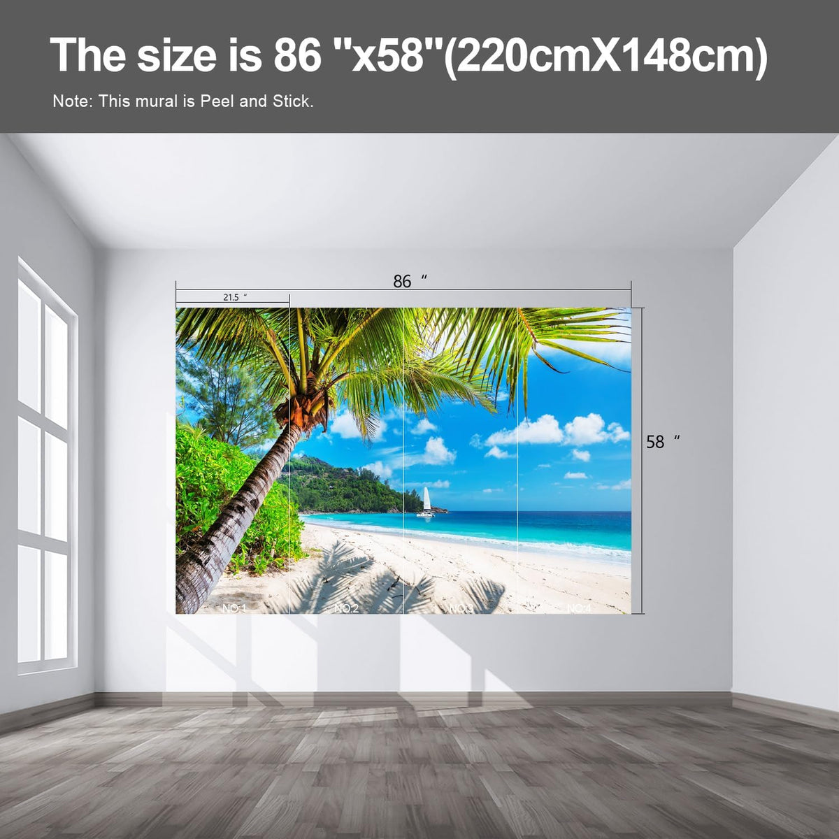 Beach Wall murals Peel and Stick Wallpaper for Bedroom Living Room - 58"x86"