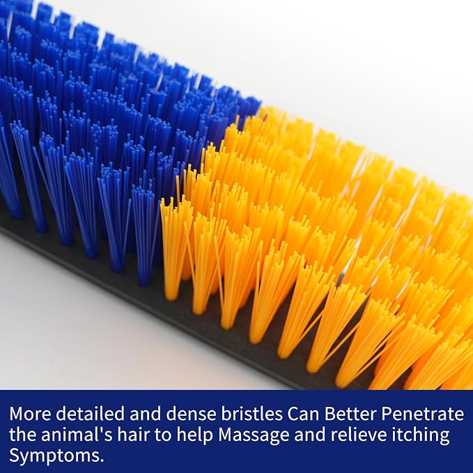 Livestock Scratch Brush With 16 Screws，Animal Back Scratching Brush for Cow,Cattle,Sheep, Horses,Pigs，Massage Grooming Tool(Yellow, 4pcs)