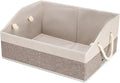 Large Dog Toy Basket With Handle, Foldable Dog Toy Box for Living Room Area, 20" Basket for Dog Toys, Clothes, Organizers and Storage with Hard Board, Anti-slip for Pet Toys (Brown, Medium)