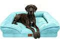 Spotted Play Orthopedic Dog Bed with Sides - Sofa Beds for Extra Large Dogs, Supportive Foam Pet Couch Bed with Washable Removable Cover, Waterproof Lining and Non-Slip Bottom, Ice Blue - XXL