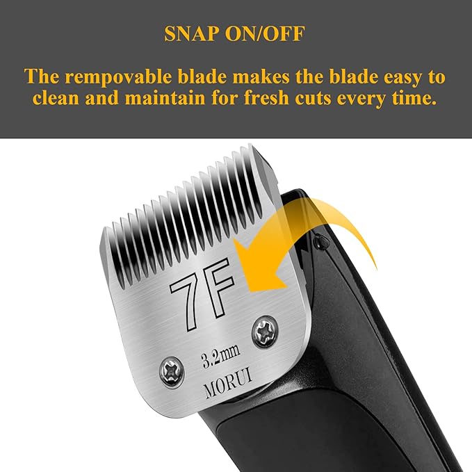 7F Cut Length 1/8"(3.2mm) Detachable Pet Dog Clipper Blades UltraEdge Series Clipper Blades for Dog Grooming Compatible with Most Andis,Oster A5 Wahl KM Series Clippers