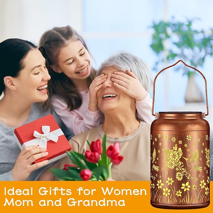 Solar Lanterns Outdoor, Waterproof Hanging Metal Solar Lanterns LED Decoration for Garden, Yard, Patio - Perfect Birthday Gifts for Women Mom Grandma(02-Red Bird)